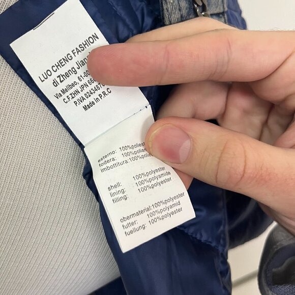 Monte Cervino Denim Lined Zip up Down Jacket. Blue EUC S - Picture 6 of 8